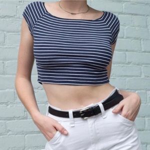 BRANDY MELLVILLE navy striped ellery crop top